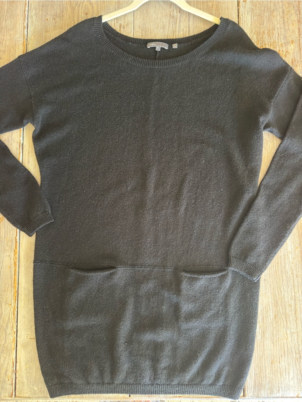 Vince Black Long Sleeve Knit Dress